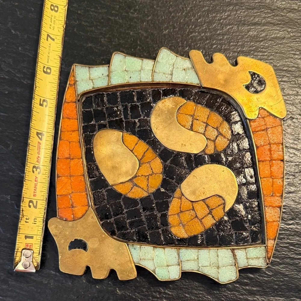 Artistic Mosaic Home Accent in Orange and Black